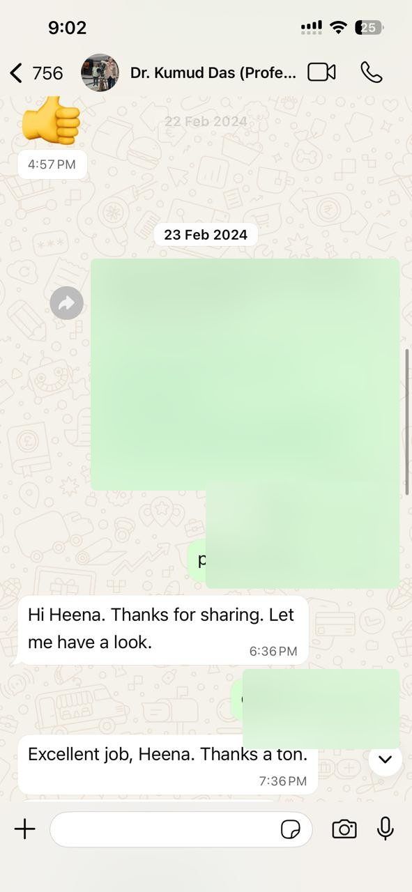 Excellent job, Heena