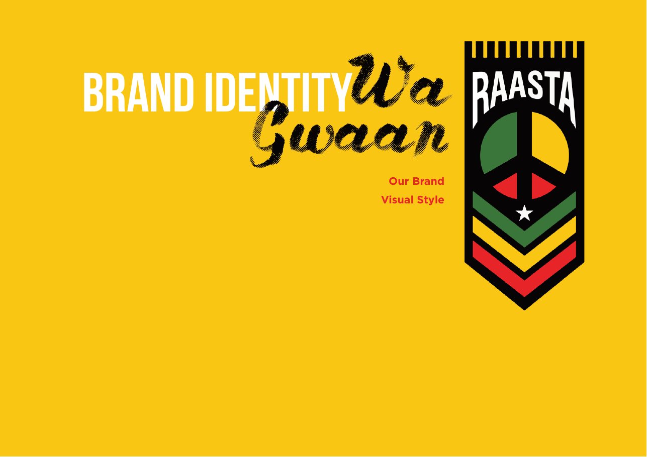 Cover of the Raasta brand identity guide reading Brand Identity, Wa Gwaan