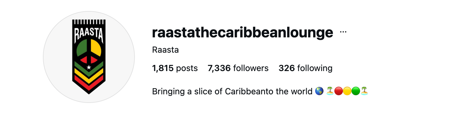 Raasta's Instagram profile, raastathecaribbeanlounge: 1,815 posts, 7,336 followers, bio Bringing a slice of Caribbean to the world