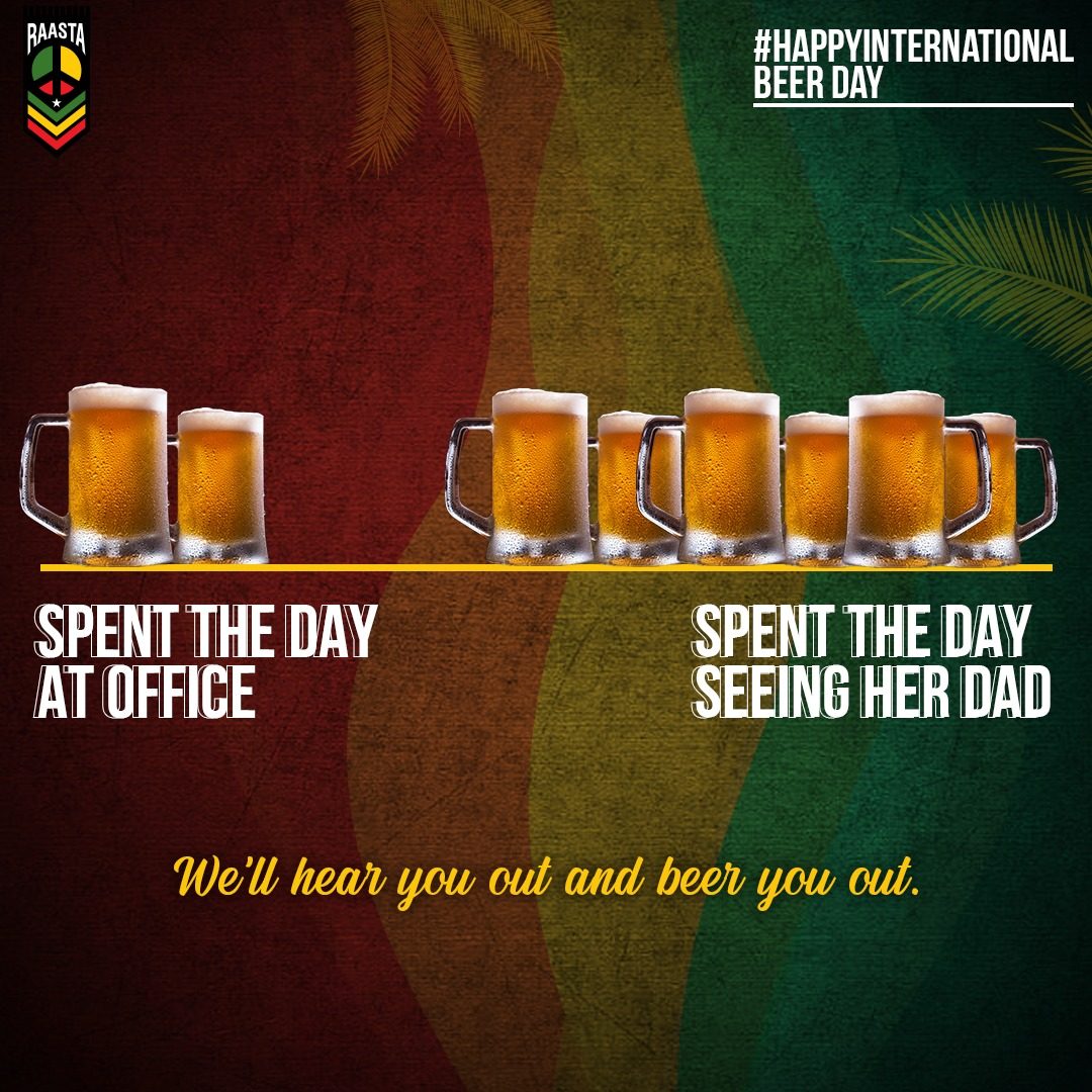 Raasta International Beer Day post comparing two beers to six, line We will hear you out and beer you out