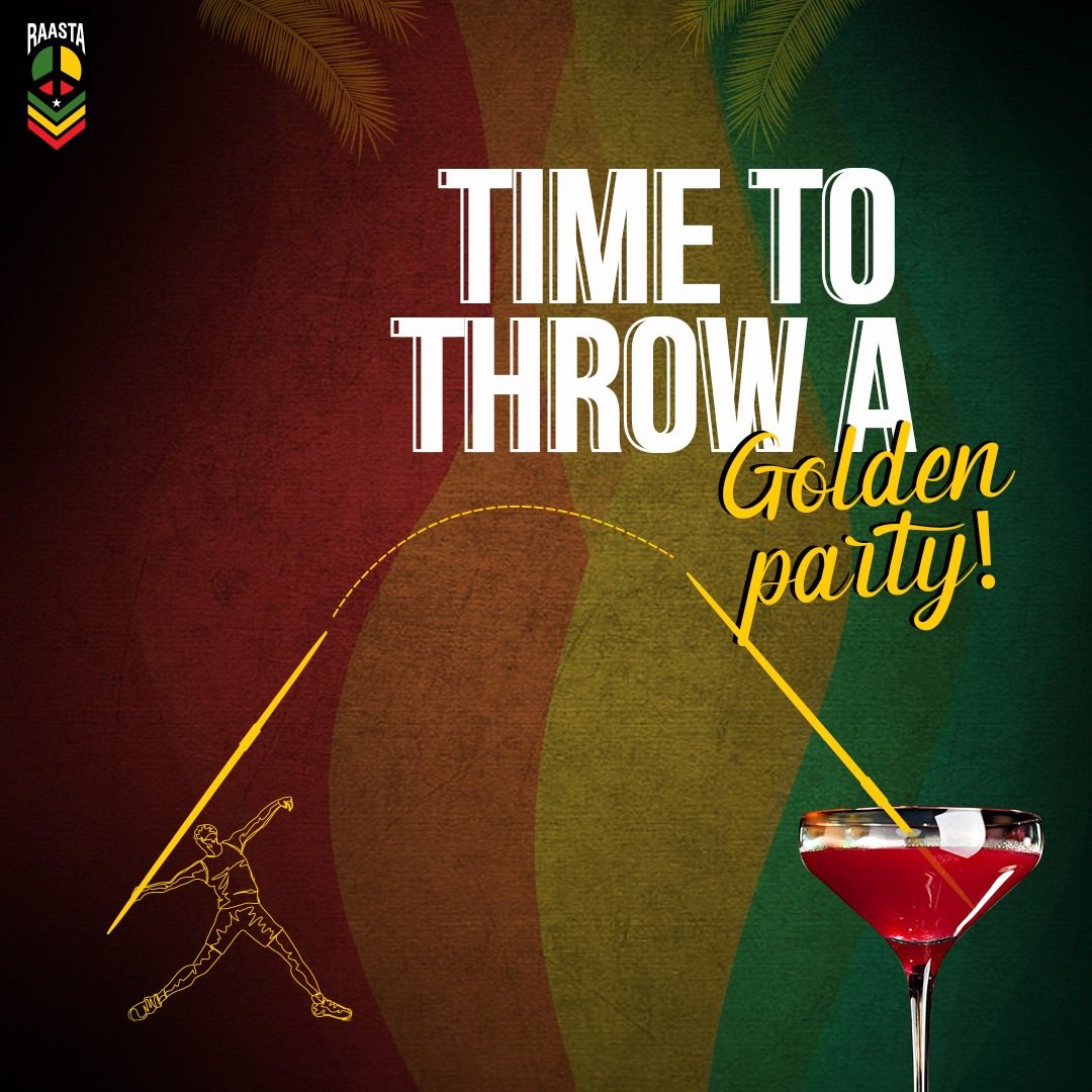 Raasta post marking the Olympic javelin gold, headline Time to throw a golden party