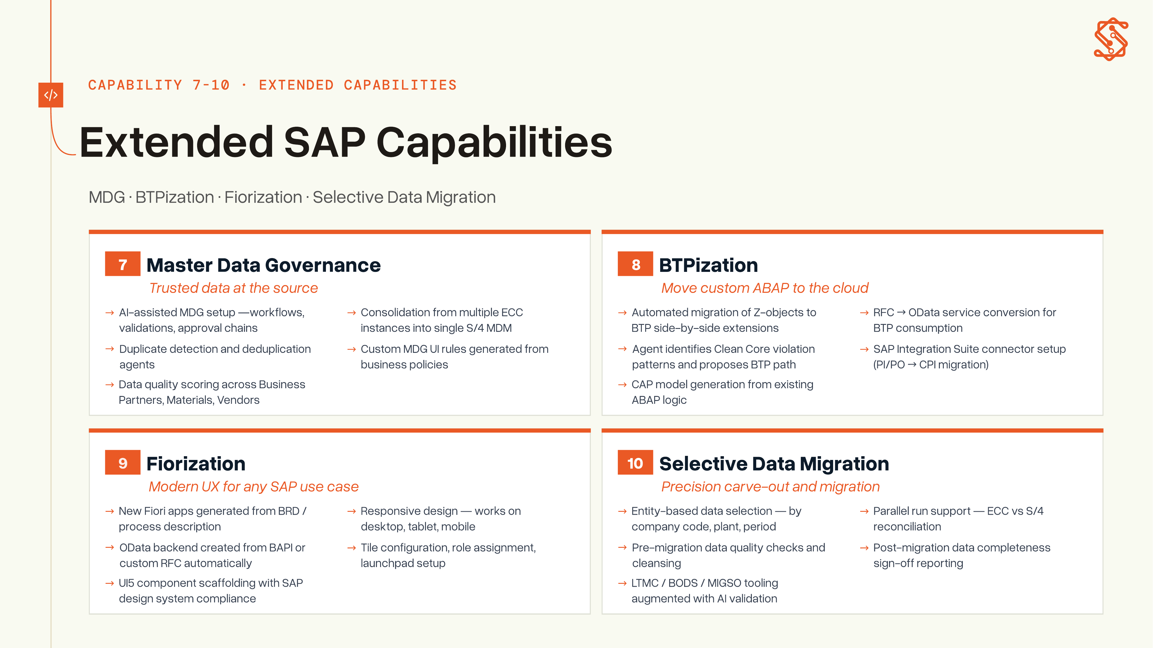 Capability deck slide, extended SAP capabilities