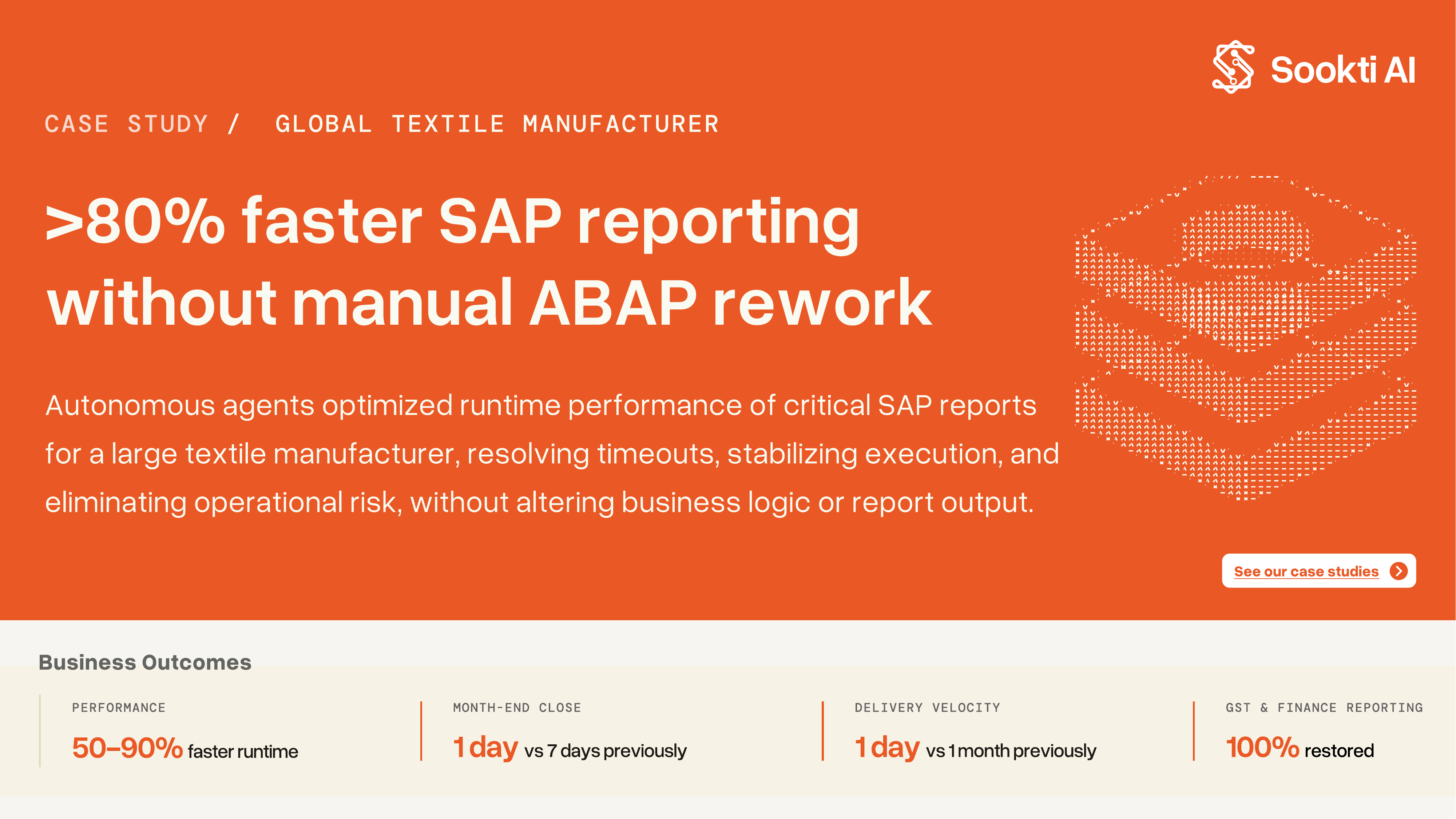 Case study slide, faster SAP reporting result