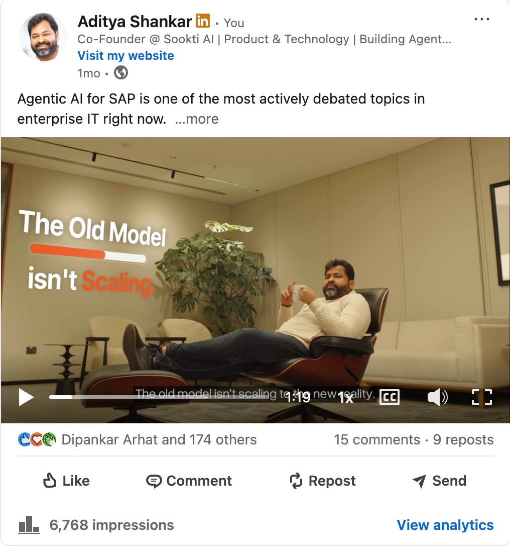 Founder video, the old model is not scalable, 6,768 impressions