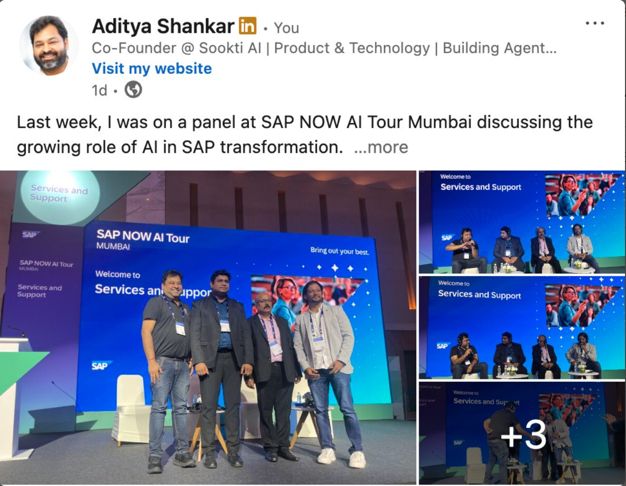 Founder on a panel at an enterprise SAP event
