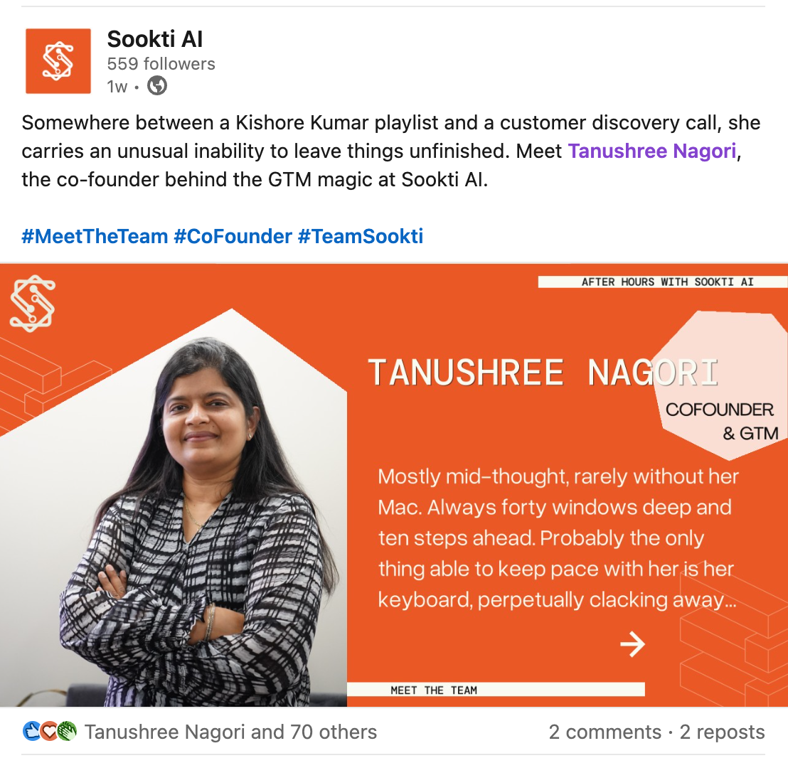 Meet the Team post, the co-founder behind the GTM
