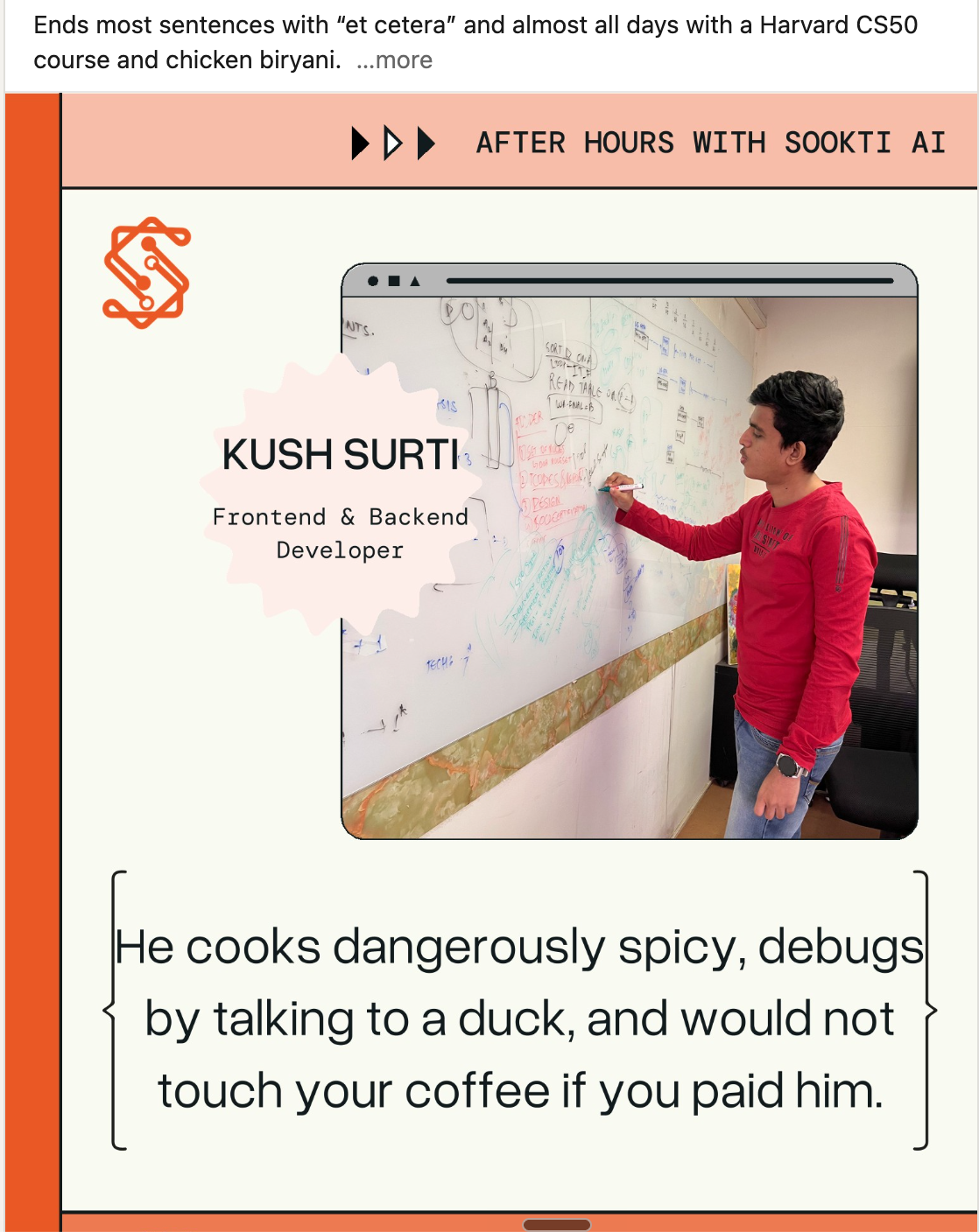 After Hours with Sookti AI, team spotlight on an engineer